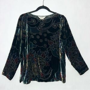 FROXX Burnout Velvet Pullover Rayon Silk Blouse Top Medium